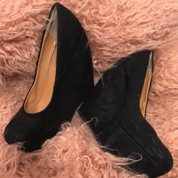 Chunky wedge black heels - Picture 2 of 5